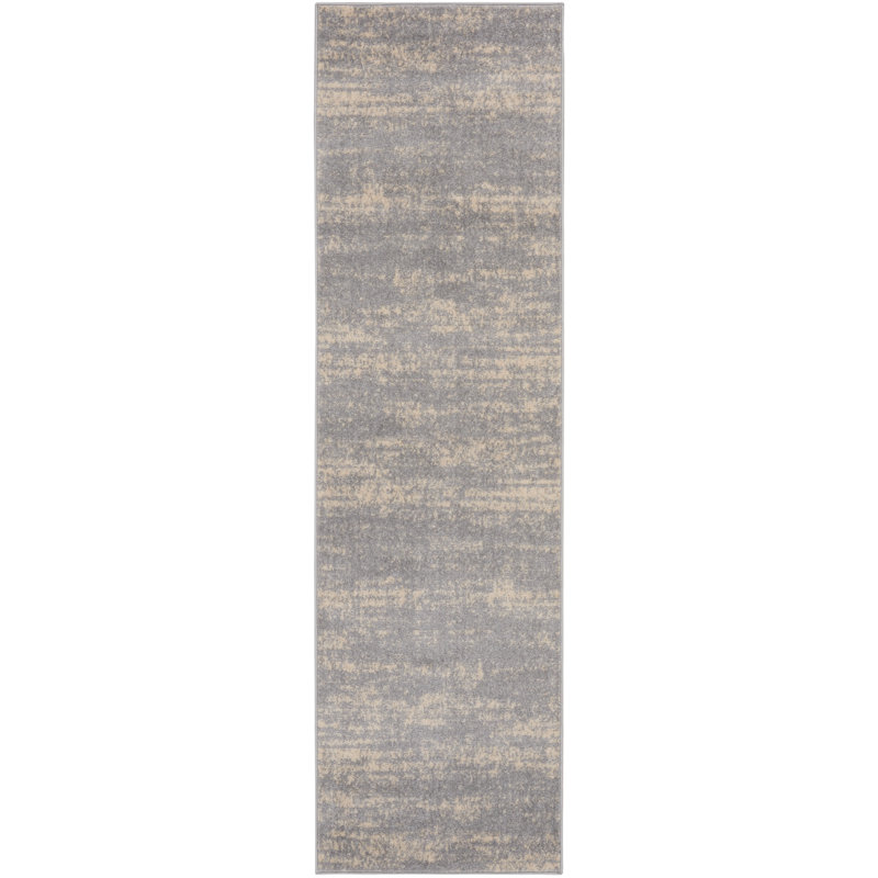 Machine Woven Chenille Indoor/Outdoor Area Rug in Gray, Runner 2'2" x 7'6"