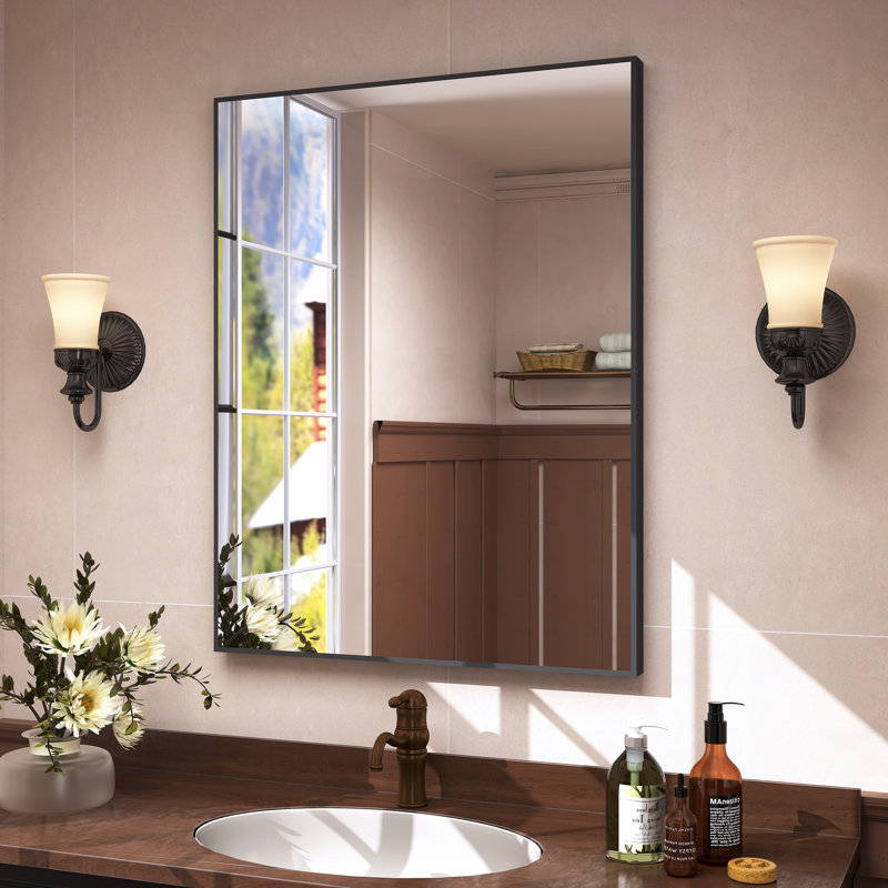 Miroir de salle de bain mural Sartori, Noir, 28 po x 36 po