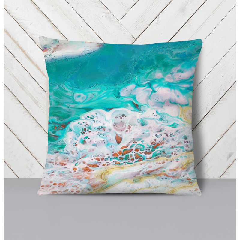 Throw Pillow With Insert, 16"H x 16"W, Blue Abstract 7