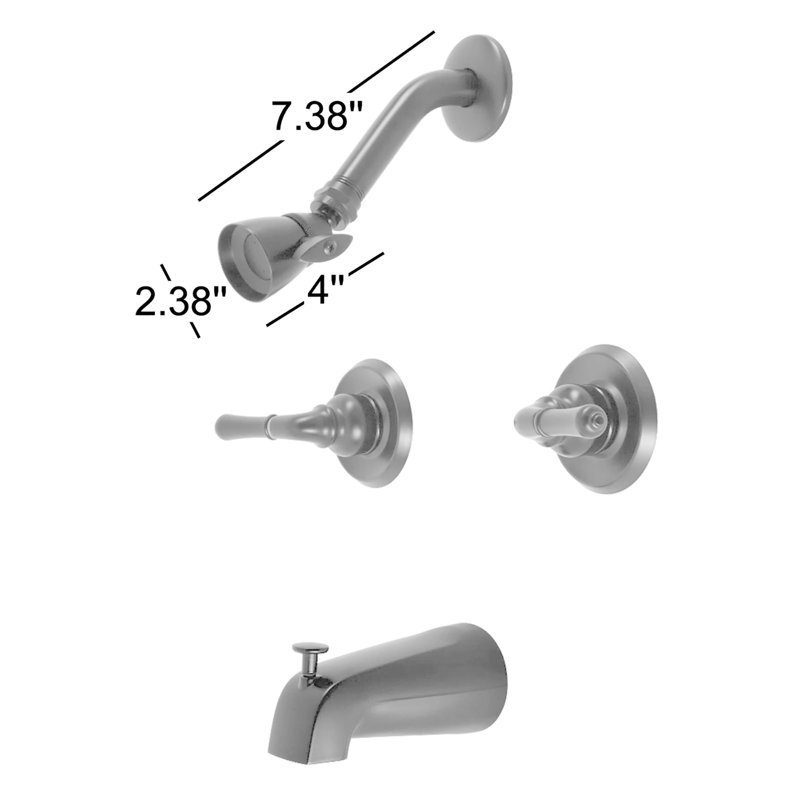 Kingston Brass Magellan Double-Handle Tub and Shower Faucet, Brushed Nickel