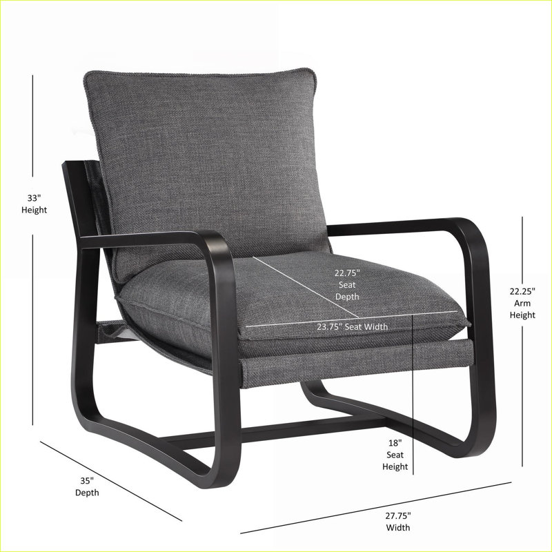 Fauteuil d'appoint rembourré gris anthracite Blaire, siège de chaise en métal durable pour adultes, Noir