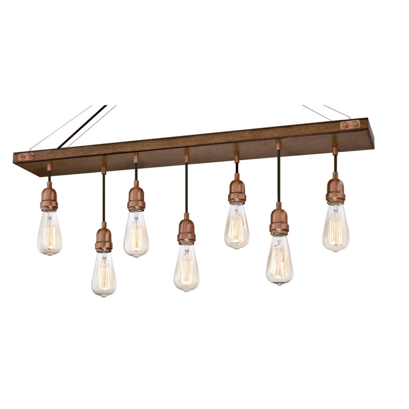 Lustre linéaire moderne unique à 7 lumières Elway, Cuivre délavé