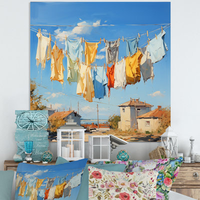 Laundry Day Village 1 - Laundry Metal Wall Art