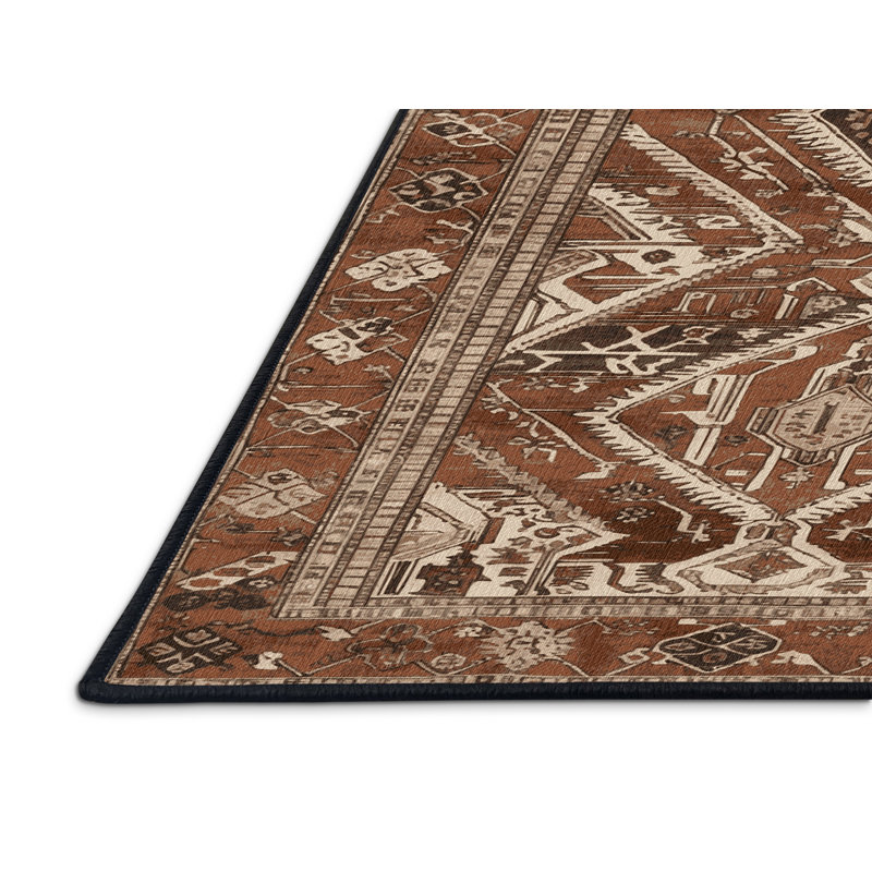 Tapis brun lavable à la machine, Rond 3 pi