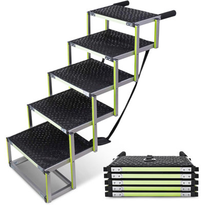 Rampes pour chiens pour petits et grands chiens - Marquage brillant dans le noir - Rampe de voiture pliable douce sur les articulations - Marches pour chien convenant aux voitures de taille moyenne - Surface antidérapante - Escalier pour chien 5 marches