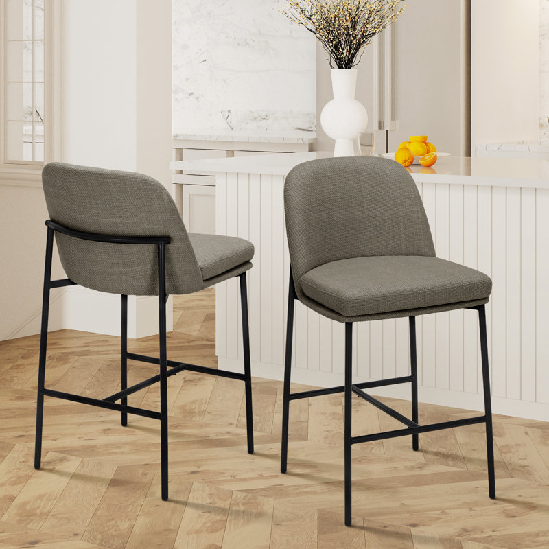 Tabouret de bar et de comptoir rembourré avec structure en métal, Brun