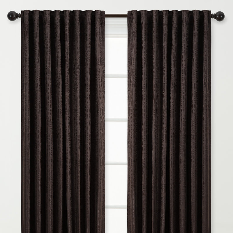 Solid Room Darkening Rod Pocket Single Curtain Panels, 52" W x 84" L, Brown