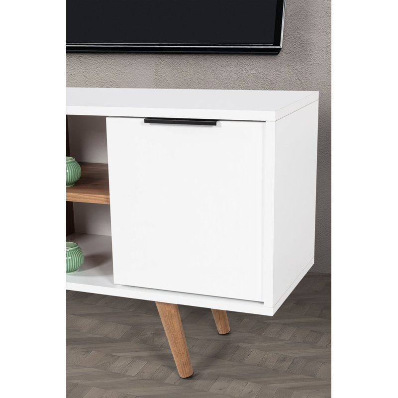Meuble télé, 7.09" H x 51.18" W x 13.78" D, White; Walnut