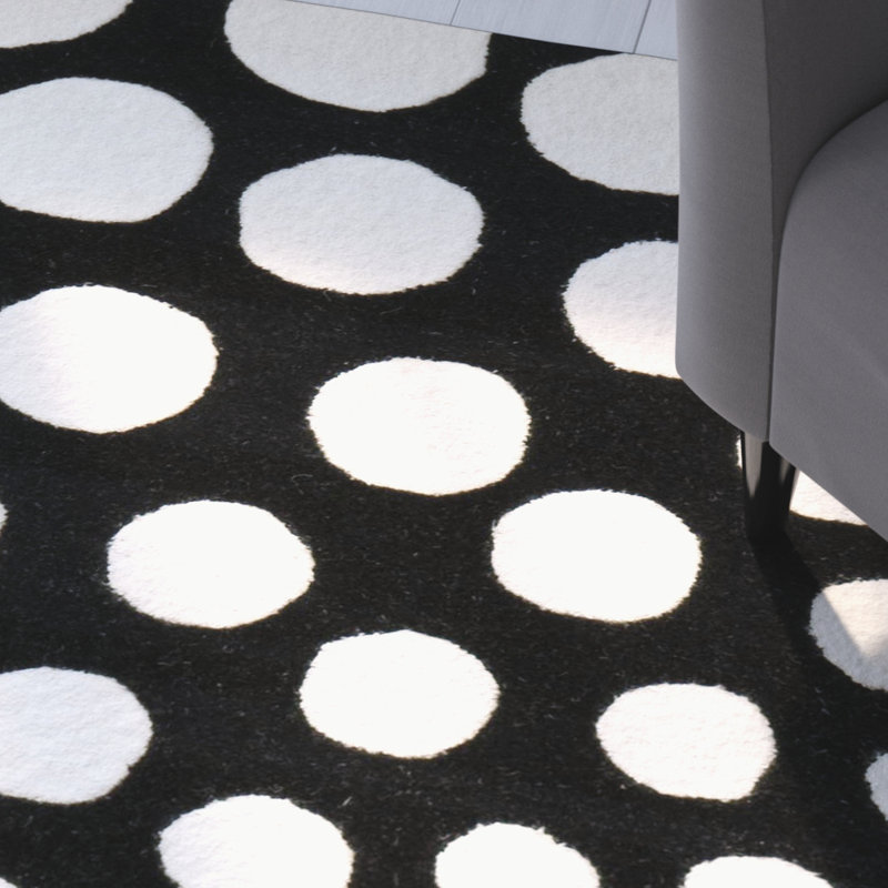 Tapis noir en laine touffeté à la main à motif abstrait Jorie, Rectangle 2 pi x 3 pi