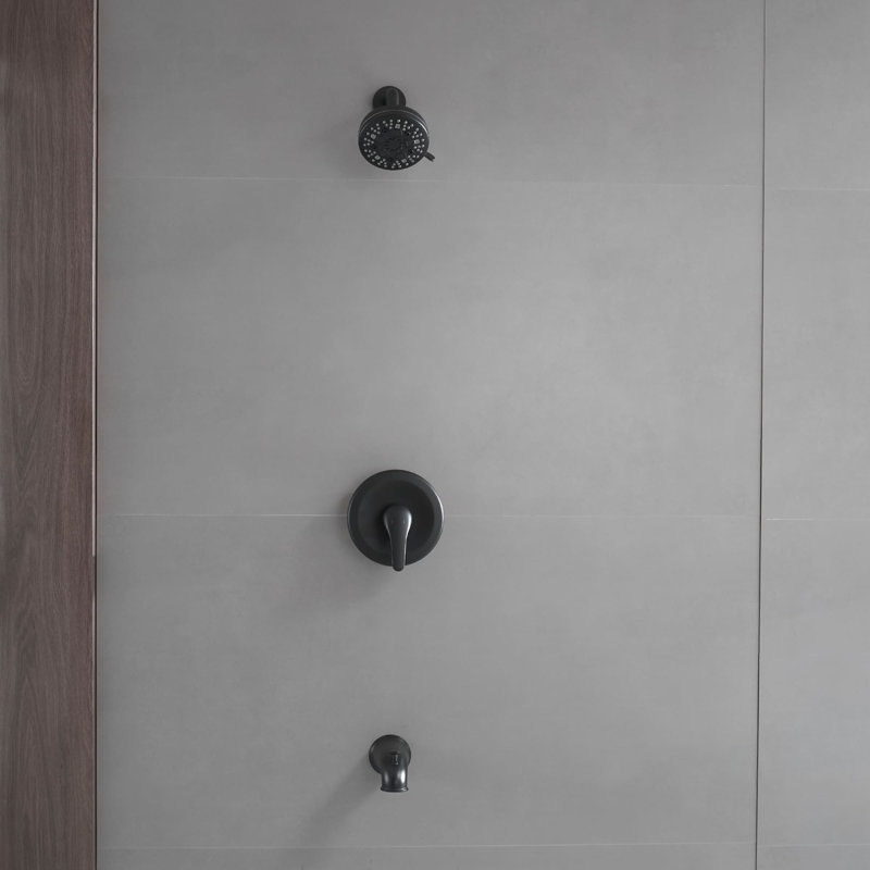 Wall Mounted Shower System With Tub Spout Single Handle Shower Faucet Set Brass Shower Trim Kit With Rough-In Valve