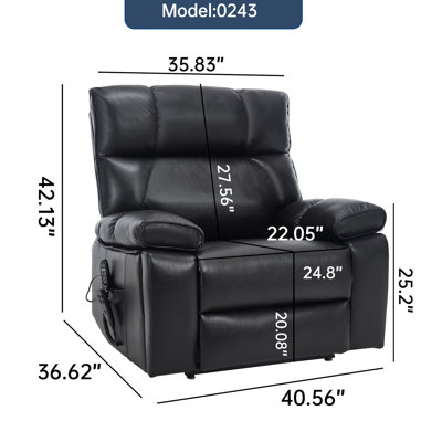 Leatheraire Heat Massage Dual Motor Infinite Position Up To 350 LBS Large Electric Power Lift Recliners With Hidden Cup Holders, Power-Remote, Medium- by Red Barrel Studio