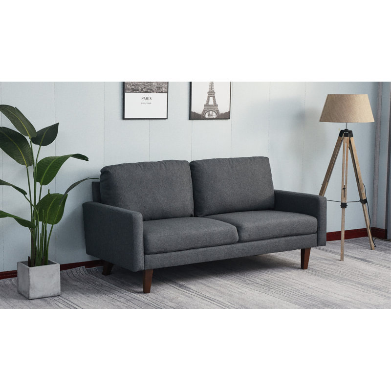 Seaddon Square Arm Sofa, Dark Gray Linen Blend, 35" H x 70" W x 32" D