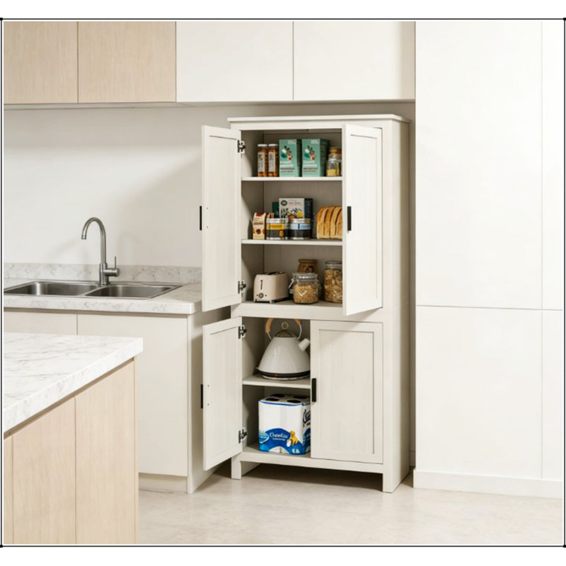 Spacieuse armoire de rangement autoportante avec tablettes à 5 niveaux, idéale pour la cuisine et l'organisation à la maison