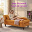 Chaise longue en velours avec rangement UNABO, chaise longue ergonomique avec accoudoir gauche et coussin lombaire-129022221
