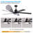 65 Inch Black Ceiling Fan With Light, 5-Blade Dimmable Led Ceiling Fan With Remote Control, Modern Quiet Design For Living Room And Bedroom