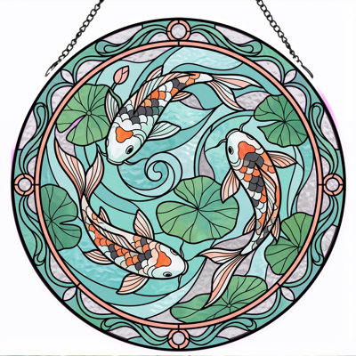 Panneau de vitrail Koi Fish, H 12 po