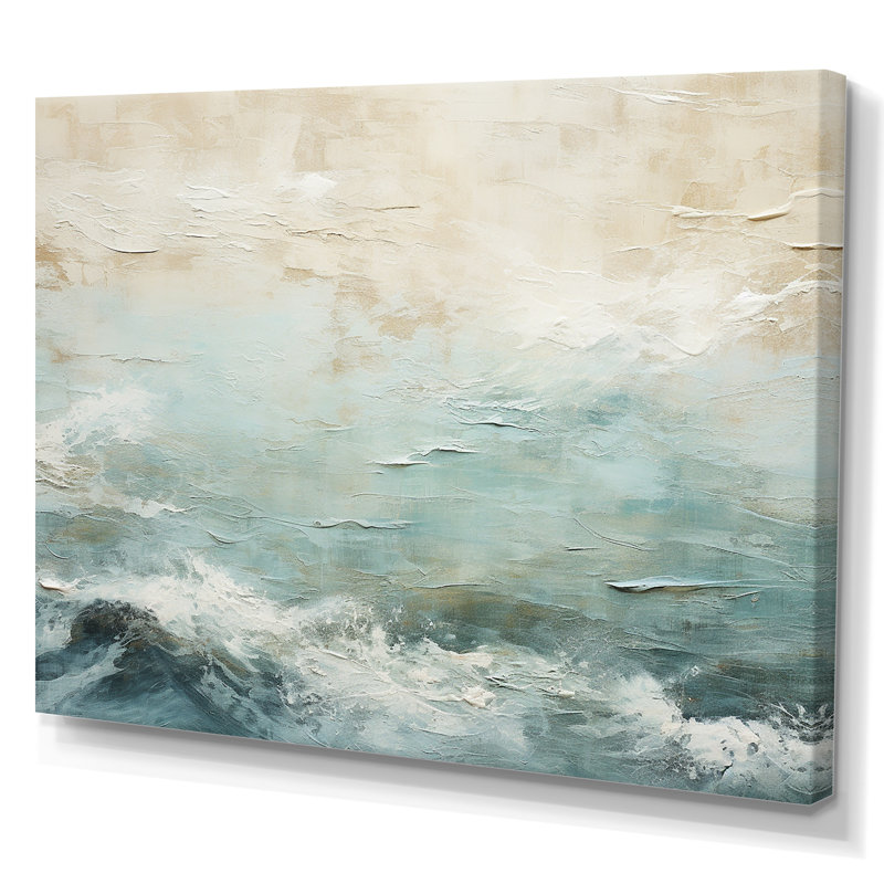 «Modern Coastal Beige and Blue River I - Coastal Ocean», reproduction d'art sur toile encadrée, H 30 po x l 40 po x P 1,5 po