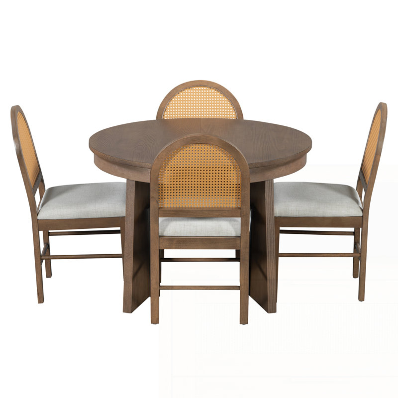 Ensemble de table de salle à manger rétro avec 4 chaises rembourrées Retro