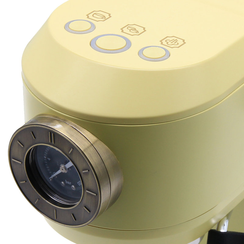 Ophelia & Co. Evita Semi-Automatic Espresso Machine with Frother, Polished Brass/Ivory