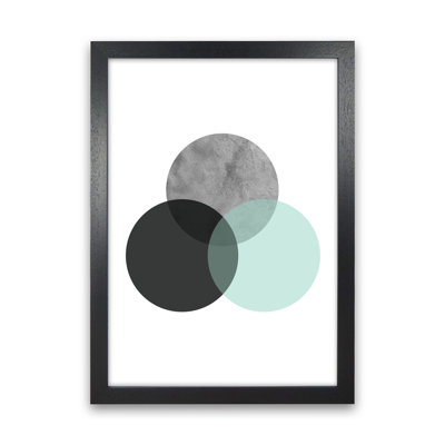 Geometric Mint And Black Circles by Pixy Paper - Print