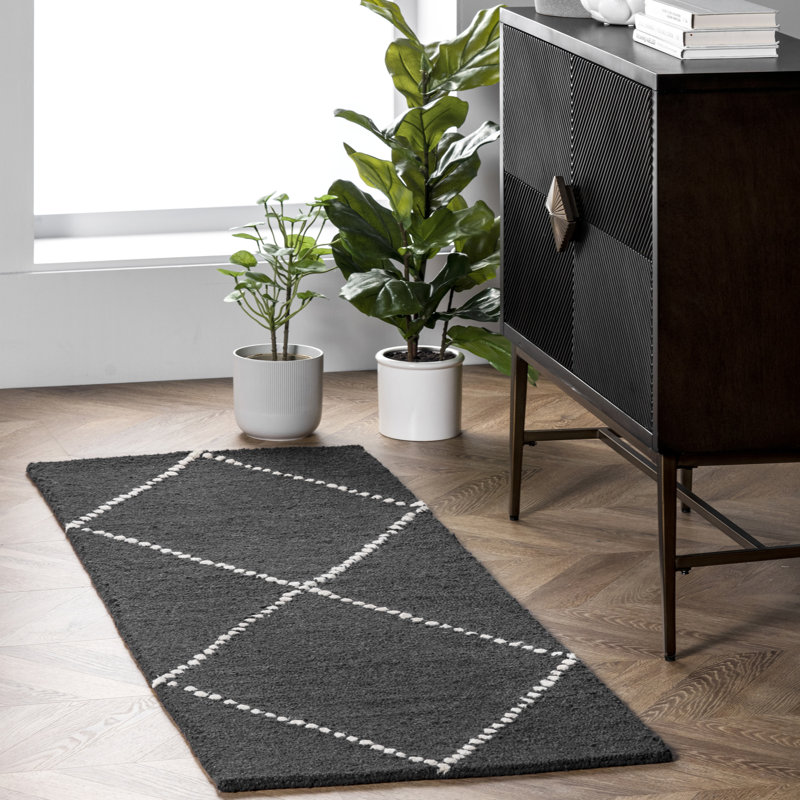 Wool Geometric Indoor / Outdoor Rug, Rectangle 2' x 6'