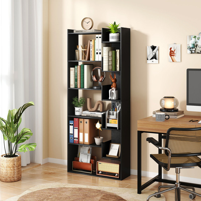 6-tier Bookshelf Tall Display Shelf With 11 Open Shelves 2 Anti-tipping Kits, Black, 2