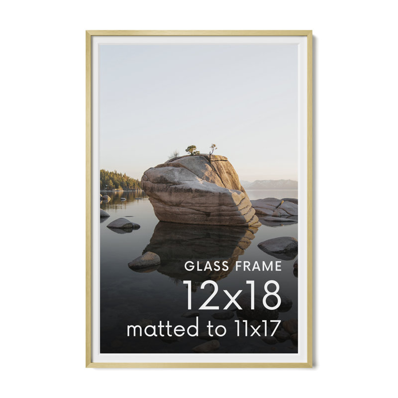 Cadre photo en métal avec verre, L 12 po x H 18 po, Or