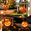 Ensemble de 2 lanternes solaires citrouilles d'Halloween, décor extérieur imperméable pour cour, pelouse et sentier