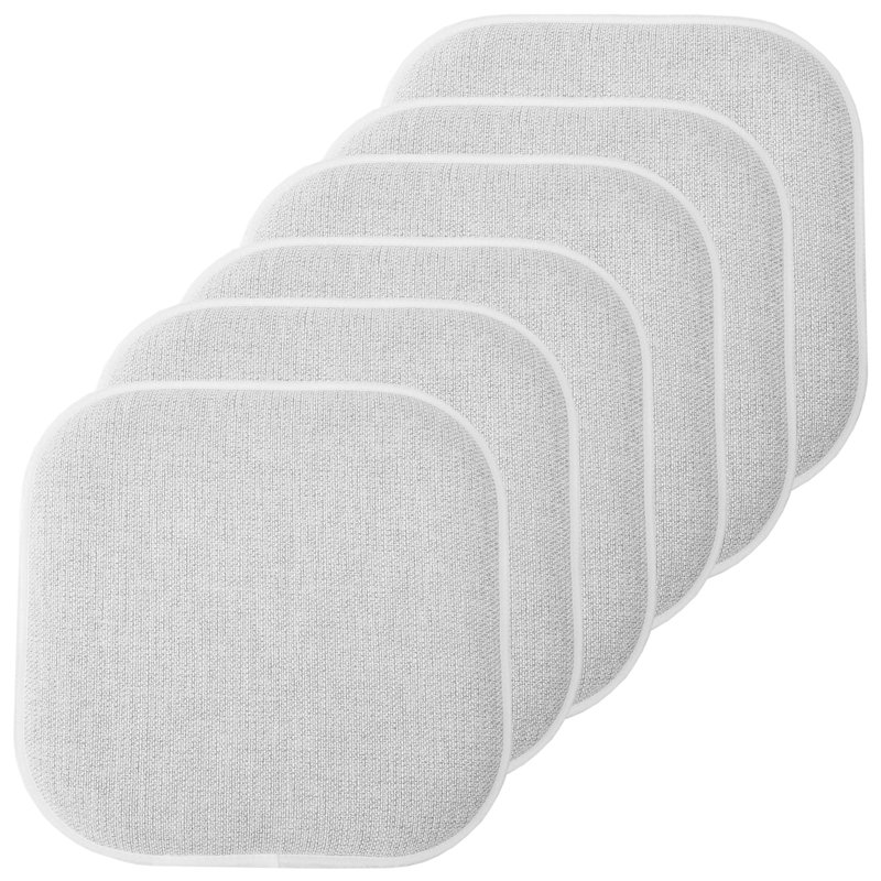Alexis Memory Foam No Slip Back 16" x 16" Chair Pad Cushion, Gray/White, 6-Pack