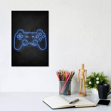 Wall Art Print Playstation Gaming Controller Neon
