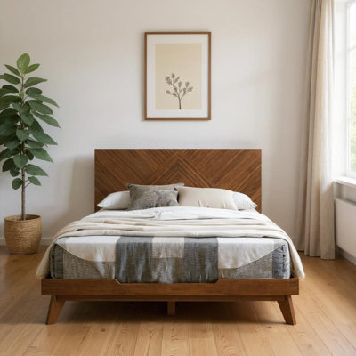 Brown Wood California King Bed Frame