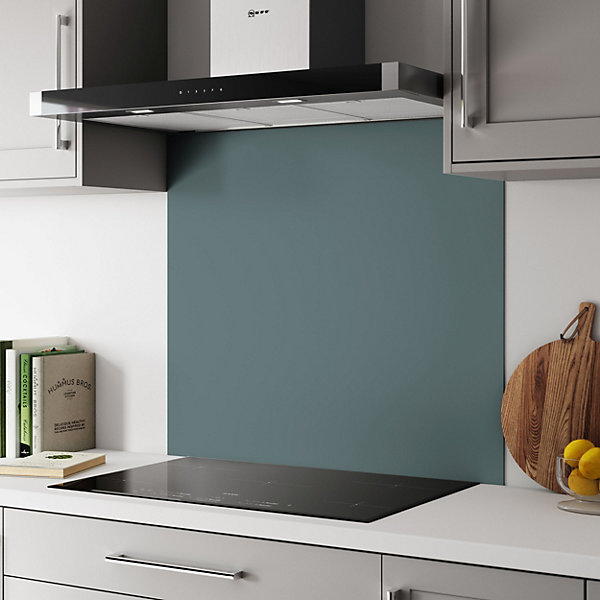 Aluminium Kitchen Hob Splashback, Glacier White/Neptune Blue, 80 cm x 90 cm