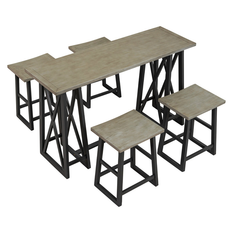 Console en bois massif 36,02 po Valdrina, gris, Noir