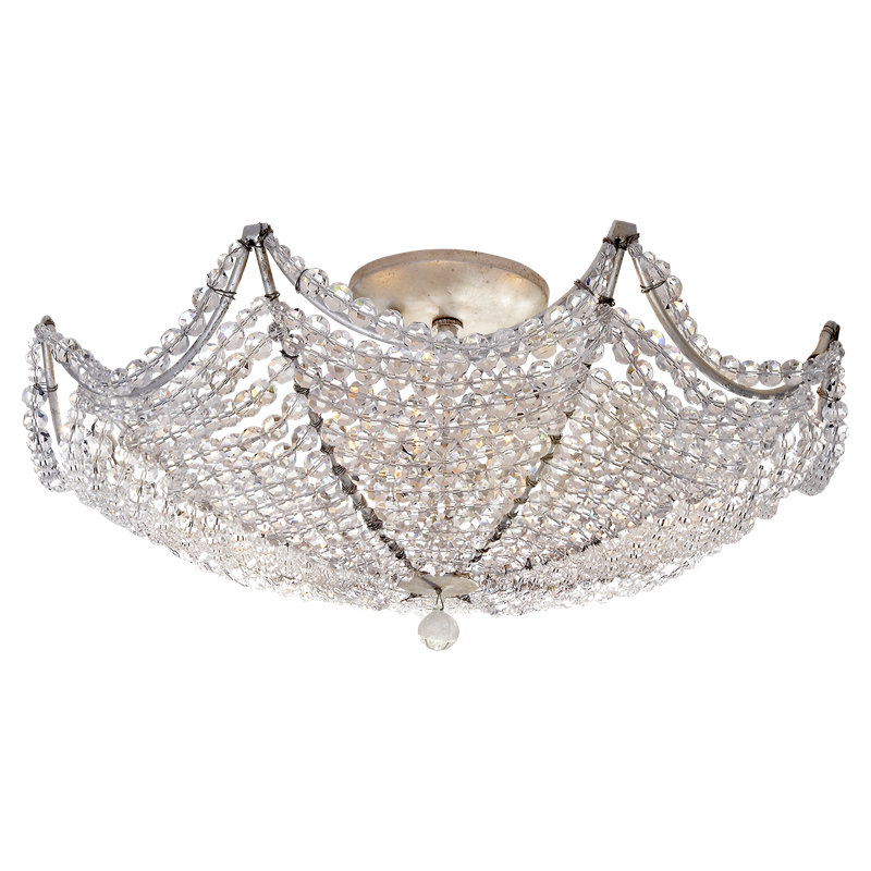 Visual Comfort 4 Light Semi Flush Mount, Burnished Silver Leaf