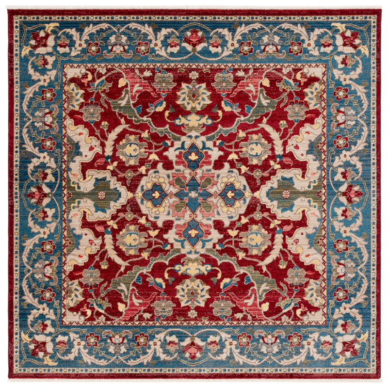 Tapis oriental performance Bisen, Carré 6 pi 7 po, Red/Blue