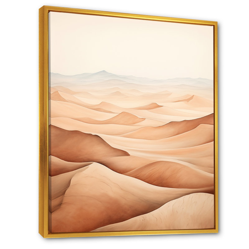 «Saharas Desert Silence I» sur toile, H 32 po x l 16 po x P 1 po, Cadre flottant doré