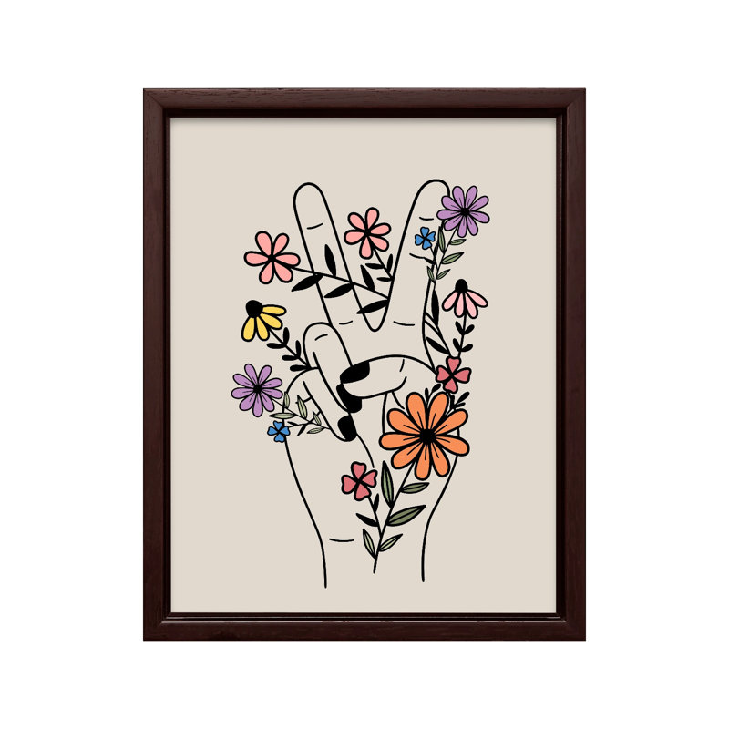 Main de la paix, Canvas, 11"H x 14"W, Brown Framed