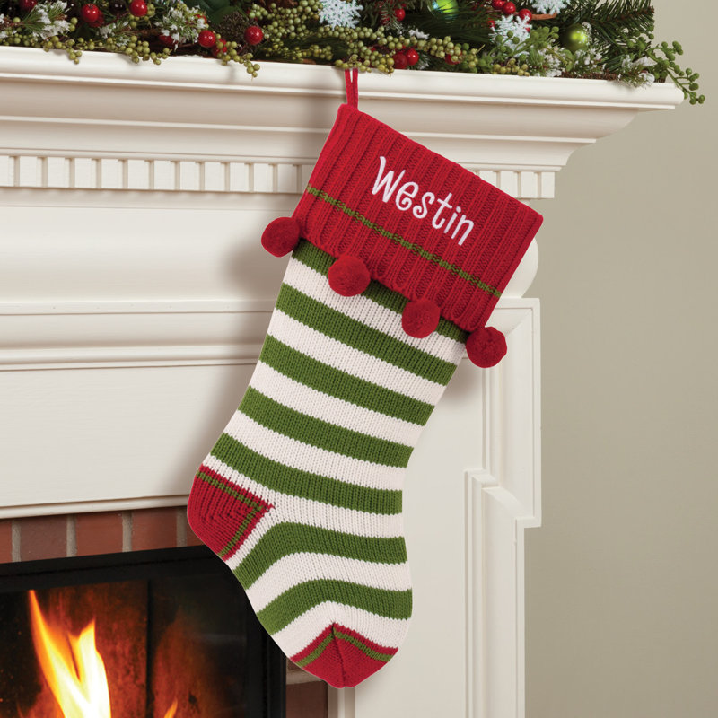 Bas de Noël personnalisé en tricot rayé, Oui