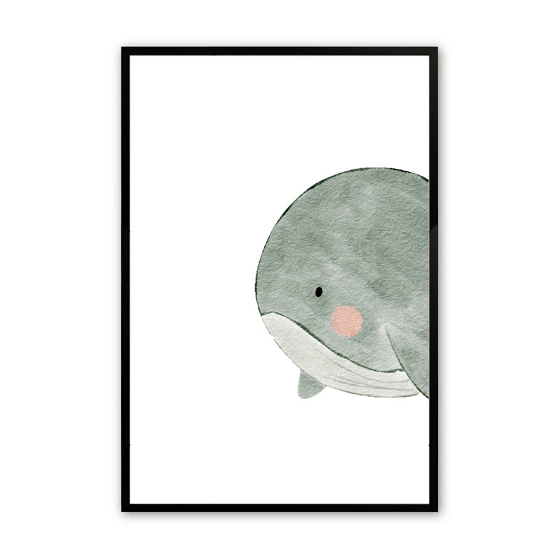 Alasdair, la baleine de Jonas, encadrée sur papier, 2 pièces par Lauren Thomas, peinture, H 18 po x l 24 po x P 1,25 po