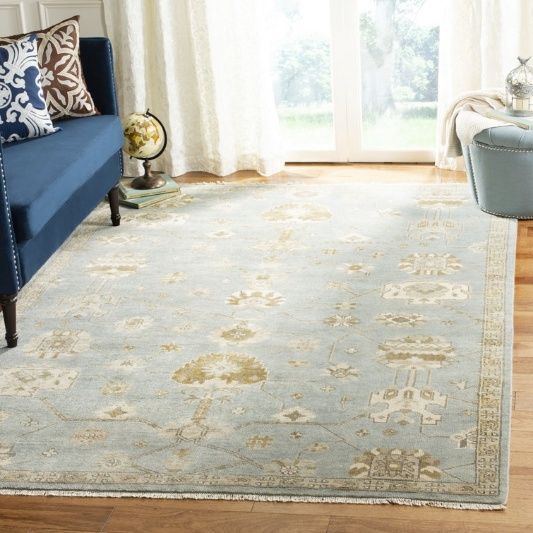 Ajanthan Hand Knotted Wool Blue/Ivory Rug