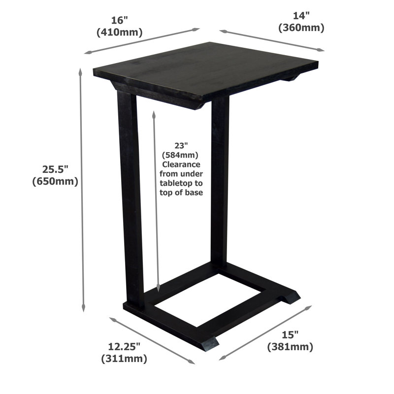 Table de bout en bois massif Anayanci, Noir