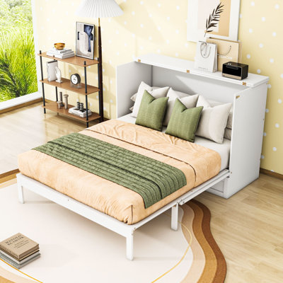  Lit escamotable en bois Ceionna avec grands tiroirs et port USB