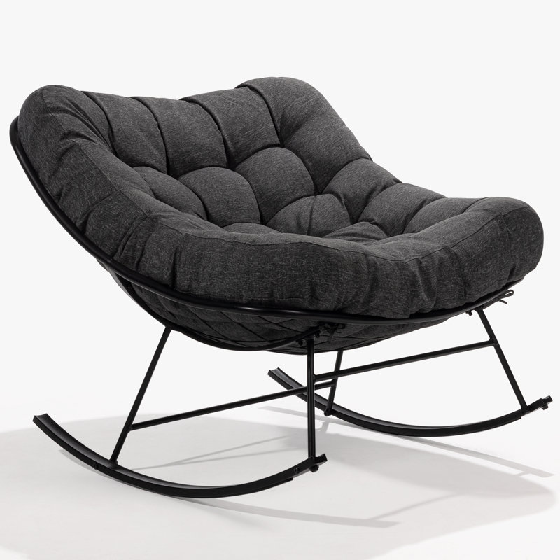 Chaise berçante Carlynne Moon, Gris, Noir mat