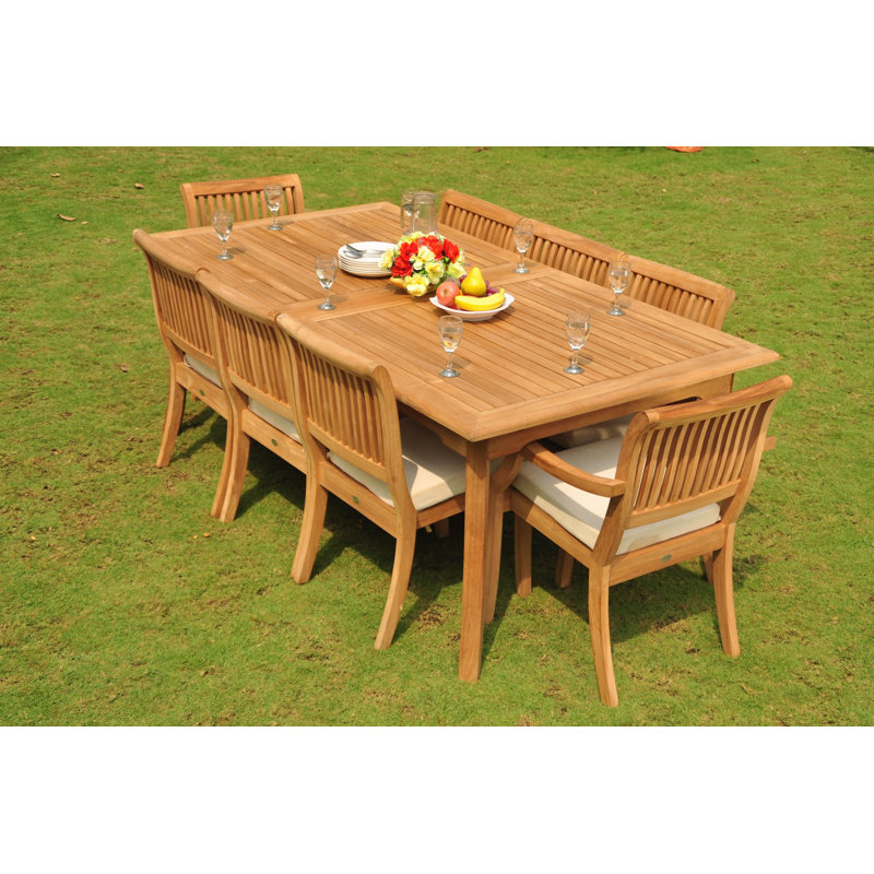 Masten 6 - Person Teak Wood Patio Dining Set with Rectangular Table, 6