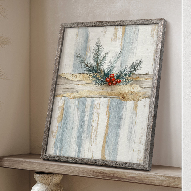 «Christmas Holiday Art», reproduction encadrée en bois massif, H 15 po x l 12 po