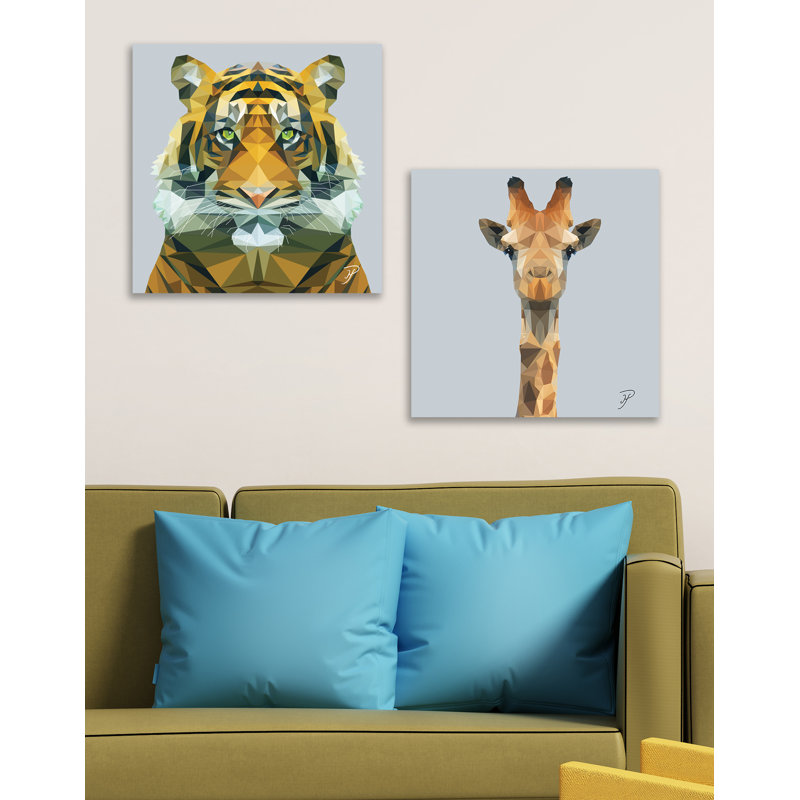 « polygon triangles tiger », impression, Toile tendue, H 17 po x l 17 po x P 1,5 po