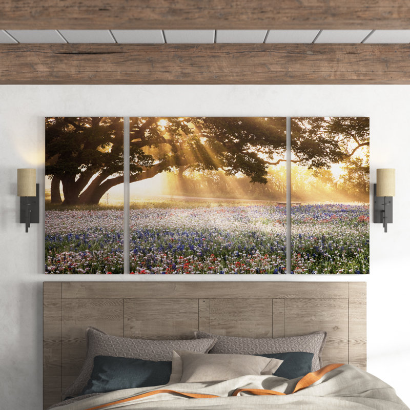 " Morning Meadow Sunrise " 3 - Pieces, 24" H x 48" W x 1.5" D
