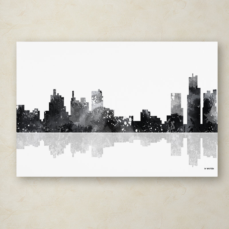 « détroit michigan horizon bg-1 », reproduction d’impression sur toile tendue, H 30 po x l 47 po x P 2 po