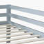 Lit superposé simple au-dessus d'un lit simple en bois d'hévéa gris avec échelle et plateforme à lattes renforcées-923682605