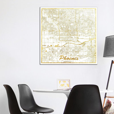 Phoenix Leaf Urban Blueprint Map by Hubert Roguski - Wrapped Canvas Print